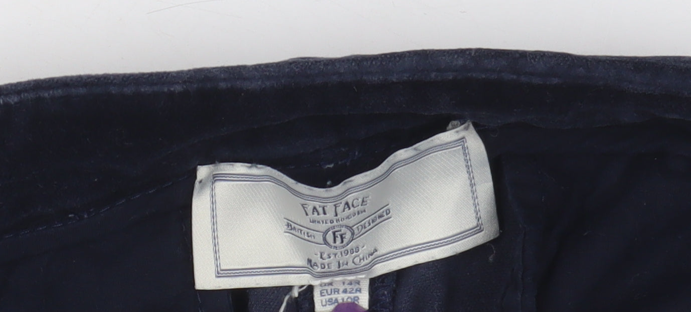 Fat Face Women's Blue Velvet Trousers Size 14