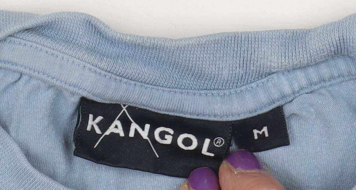 Kangol Unisex Blue Cotton T-Shirt Size M Crew Neck
