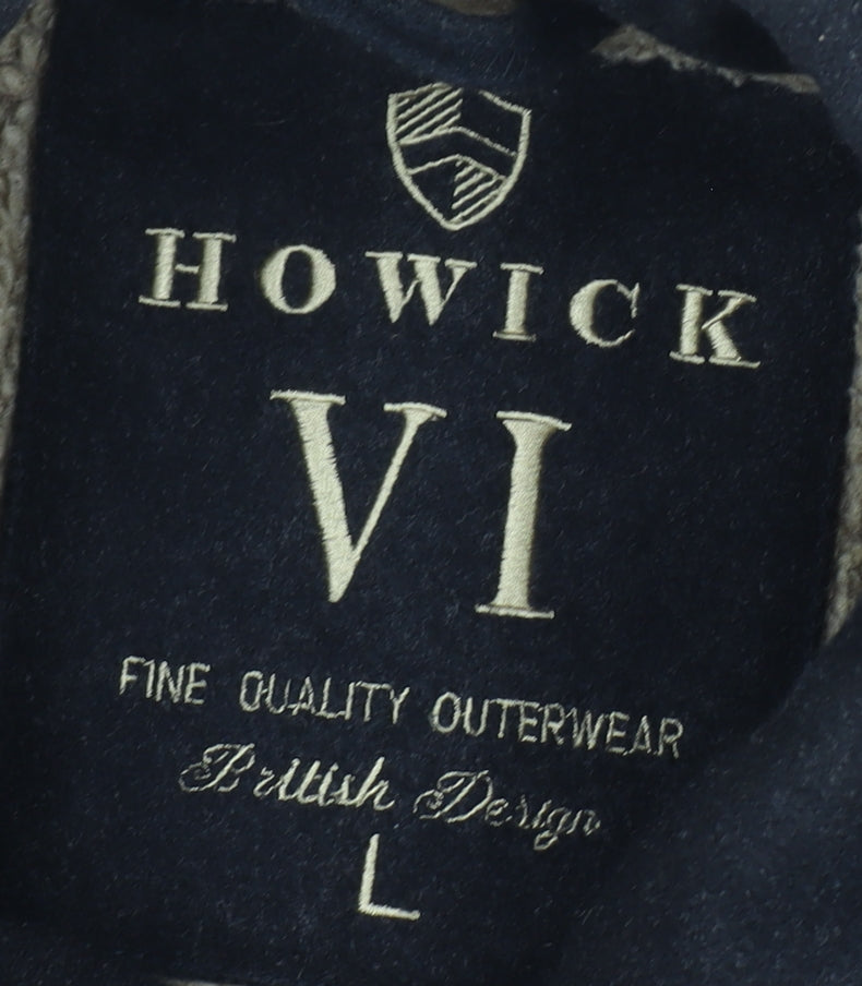 Howick Men's Black Wool Coat, Size L, Button Closure