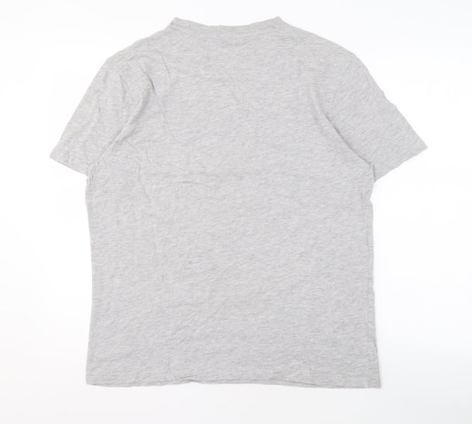 Champion Men's Grey Crew Neck T-Shirt, Size L, Logo