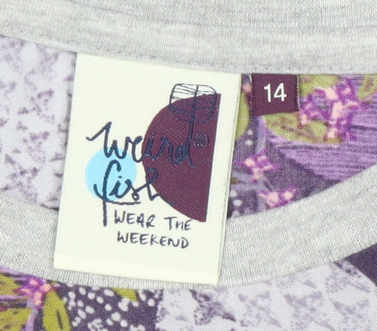 Weird Fish Women's Purple Floral Long Sleeve Top