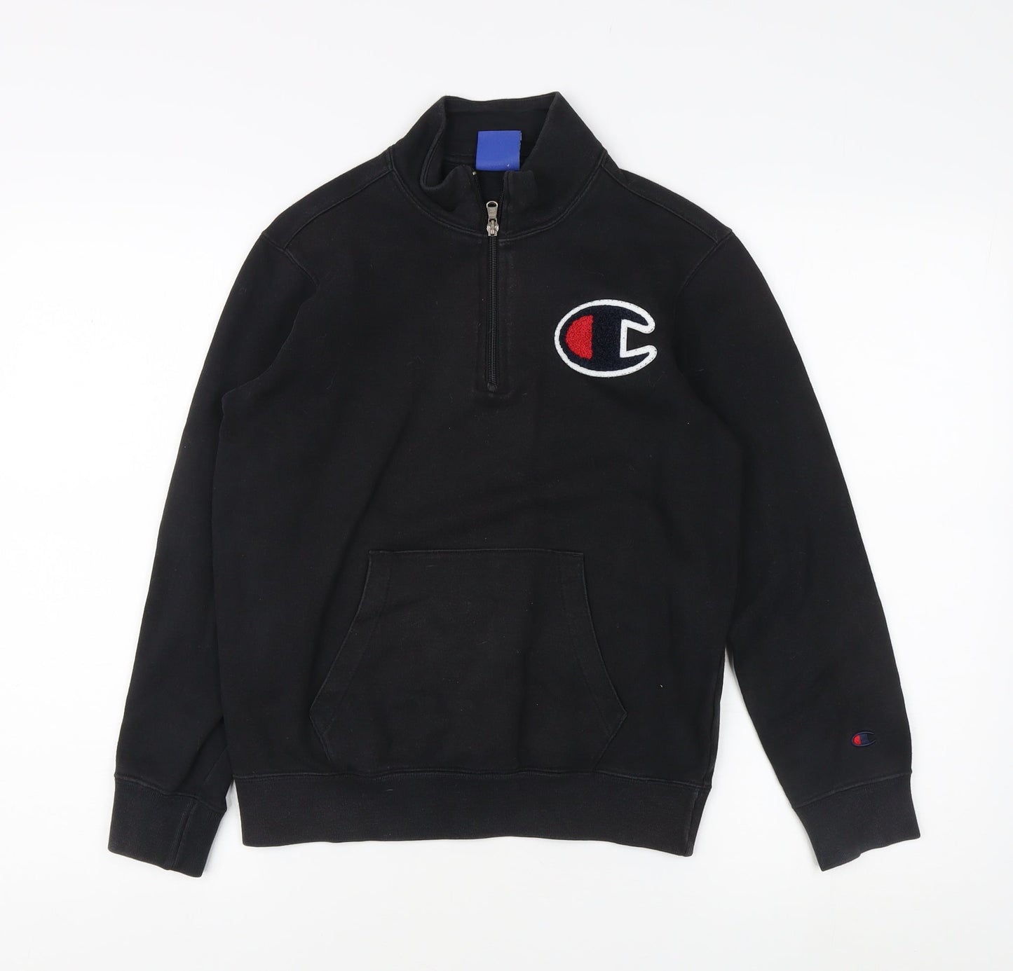 Champion Teens Black Logo Henley Hoodie L