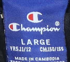 Champion Teens Black Logo Henley Hoodie L