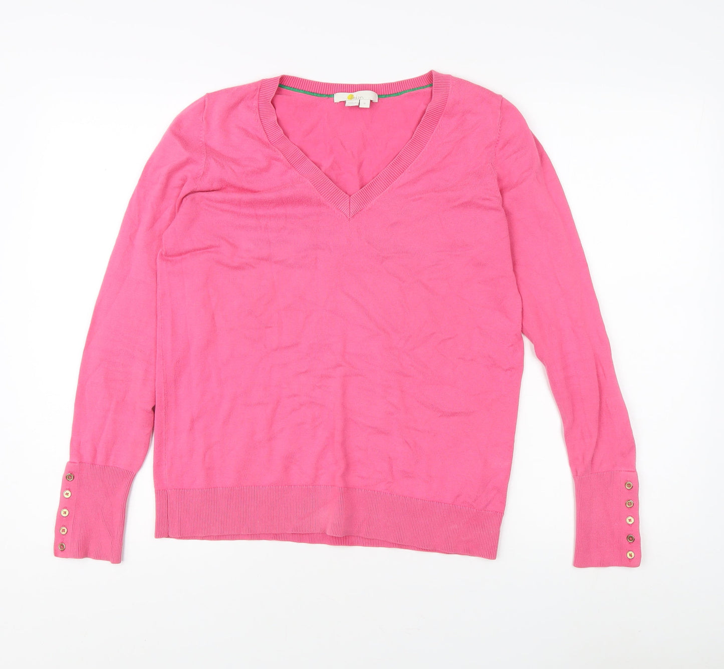 Boden Women's Pink V-Neck Pullover Jumper M