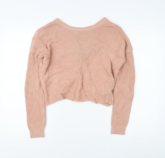 Hollister Women's Pink Open-Knit Pullover Jumper S
