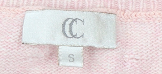 CC Women's Pink V-Neck Pullover Jumper, Size S