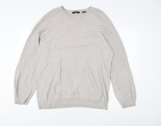 Jack & Jones Men's Grey Cotton Pullover Jumper XL