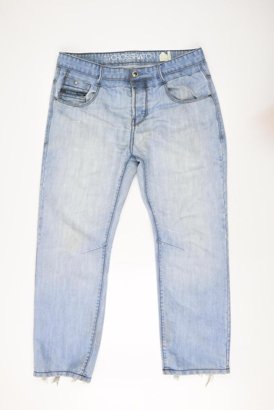 Crosshatch Men’s Blue Straight Jeans, Size 38, Light Wash