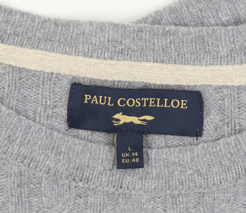 Paul Costelloe Women's Grey Cable-Knit Jumper, Size 14