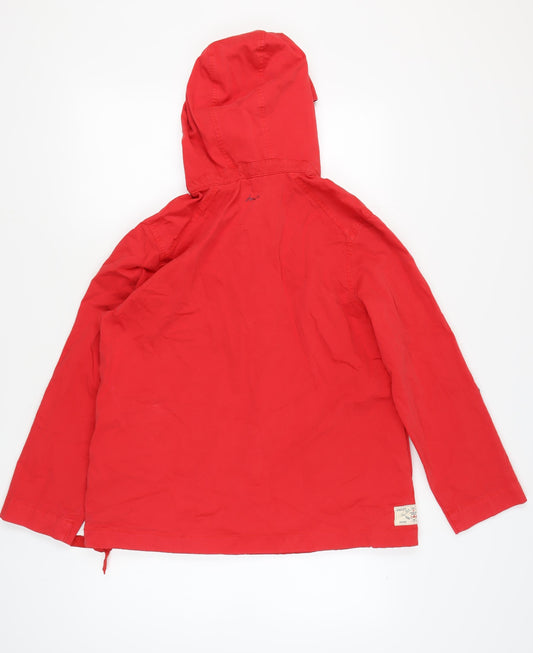 Joules Women's Red Hooded Anorak Jacket Size 12