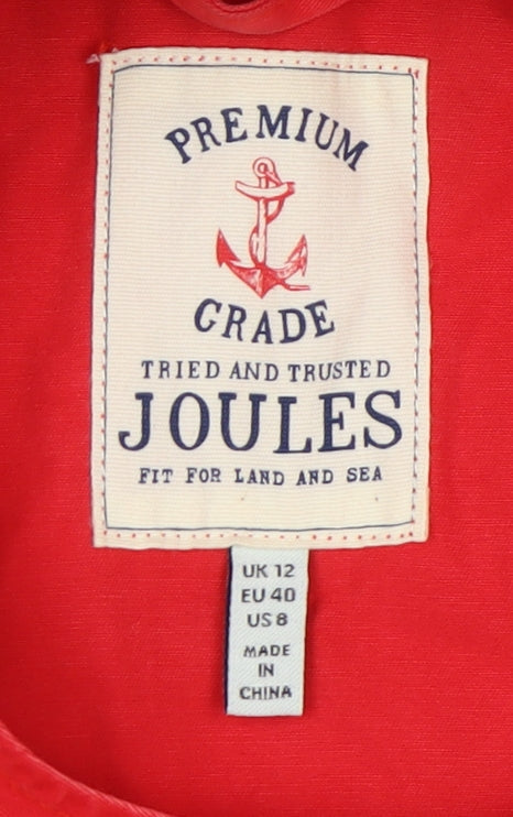 Joules Women's Red Hooded Anorak Jacket Size 12