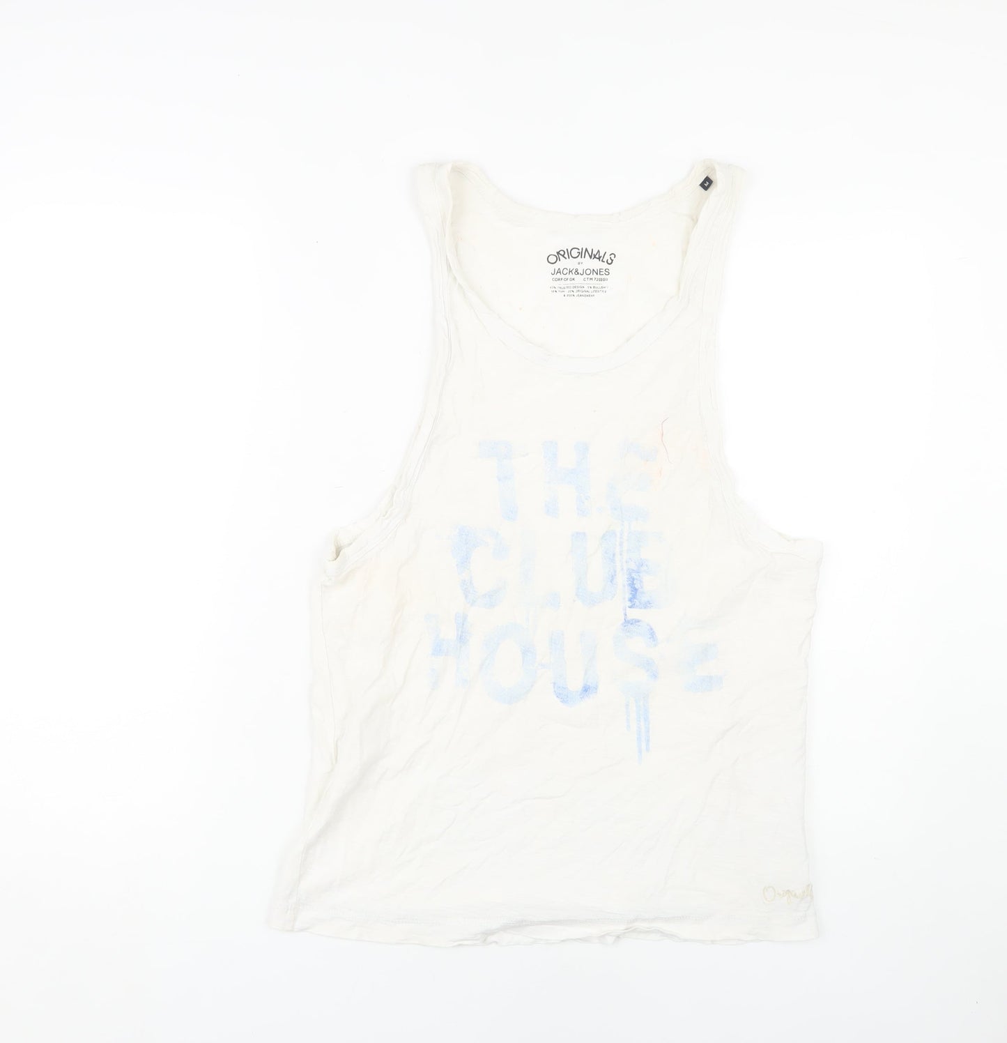 Jack & Jones Men's White Crew Neck Sleeveless T-Shirt M