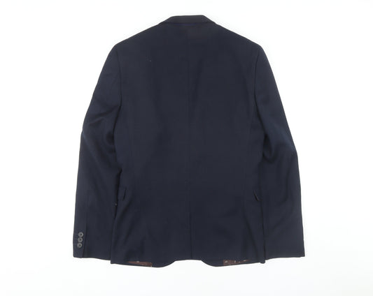 Next Men's Blue Regular Fit Blazer, Size 36R Business