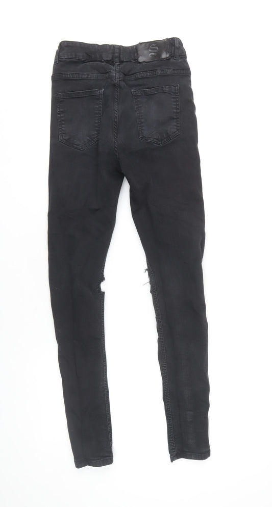 Sinners Men's Black Distressed Skinny Jeans XS