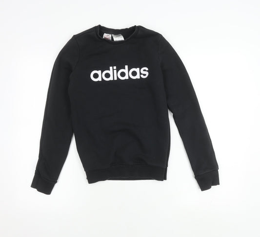 adidas Boys Black Sweatshirt, Logo, 13-14 Years, Graphic Print