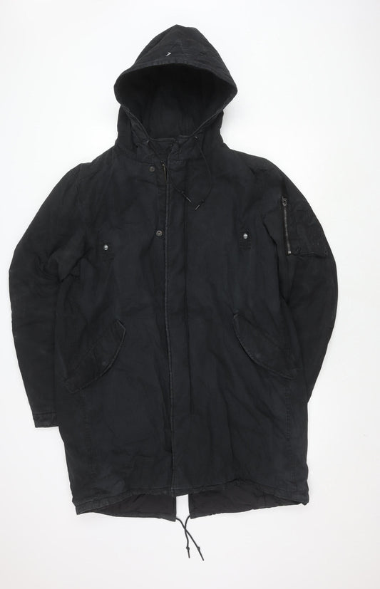 AllSaints Men's Black Parka Jacket, Size L