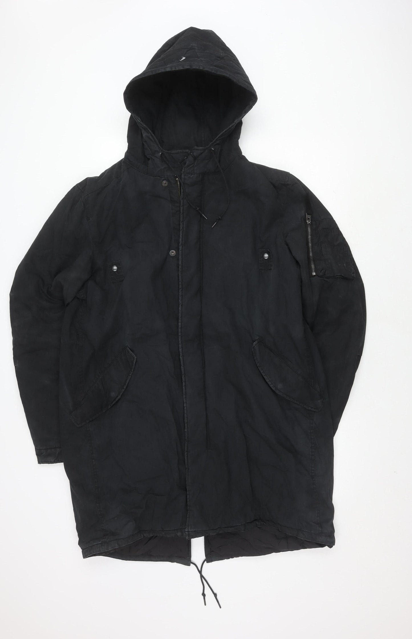 AllSaints Men's Black Parka Jacket, Size L