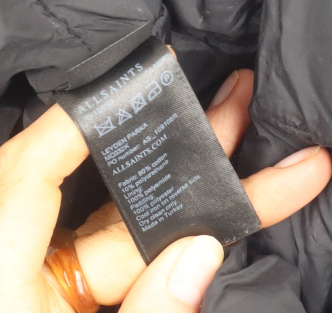 AllSaints Men's Black Parka Jacket, Size L