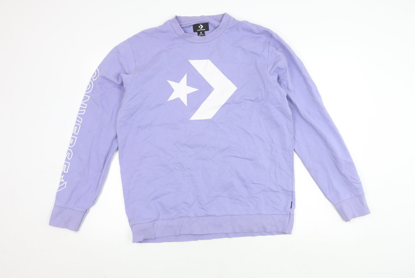 Converse Men's Purple Pullover Sweatshirt, S, Logo Print
