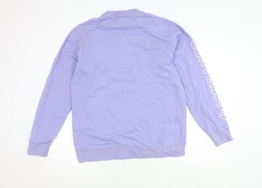 Converse Men's Purple Pullover Sweatshirt, S, Logo Print