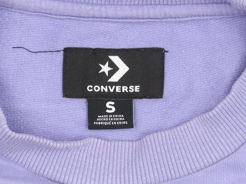 Converse Men's Purple Pullover Sweatshirt, S, Logo Print