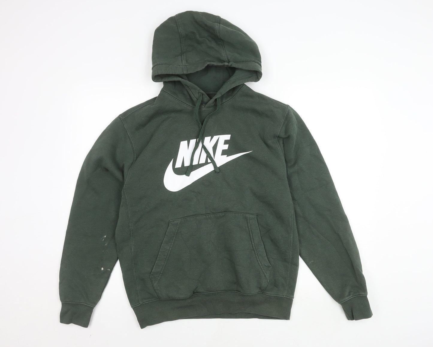 Nike Men's Green Pullover Hoodie S - Logo Design, Fleece