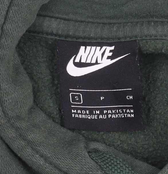 Nike Men's Green Pullover Hoodie S - Logo Design, Fleece