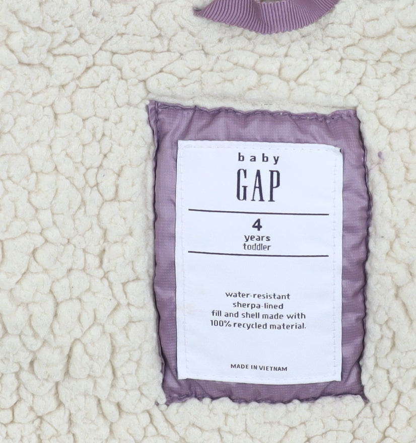 Additional view of Gap girls’ purple puffer jacket 4 years winter hooded