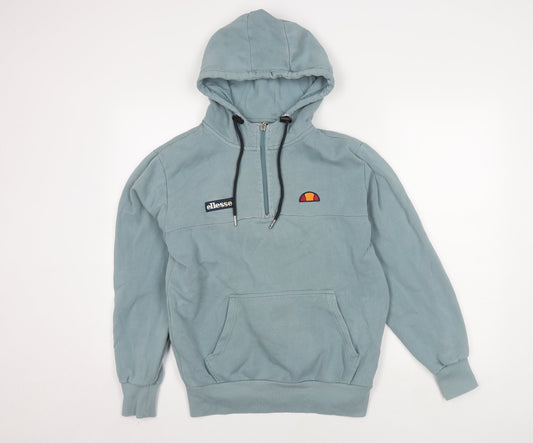 Ellesse Men's Blue 1/4 Zip Hoodie S with Logo Accents
