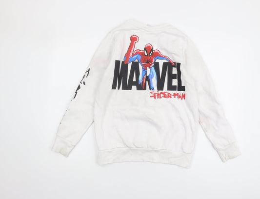 Primark Boys Spiderman White Sweatshirt 12-13 Years Pullover