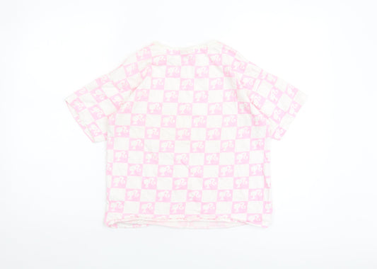 Barbie Girls Pink Check Short Sleeve T-Shirt 11-12 Years