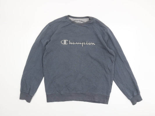 Mens UK L Regular Champion Blue Pullover Sweatshirt