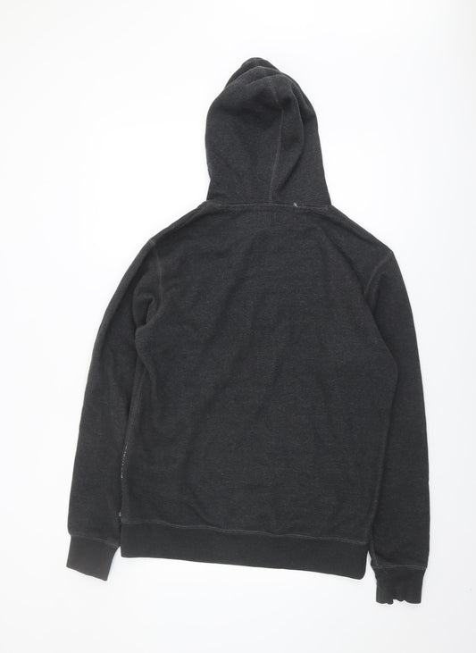 HUF Men's Black Hoodie, Size S, Logo Pullover Fleece