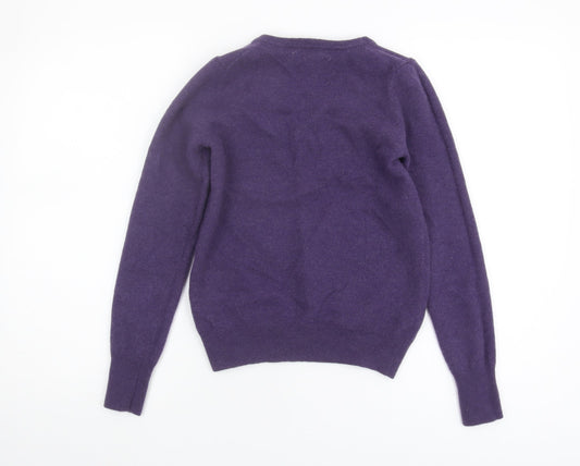 GANT Women's Purple Wool V-Neck Pullover Jumper S