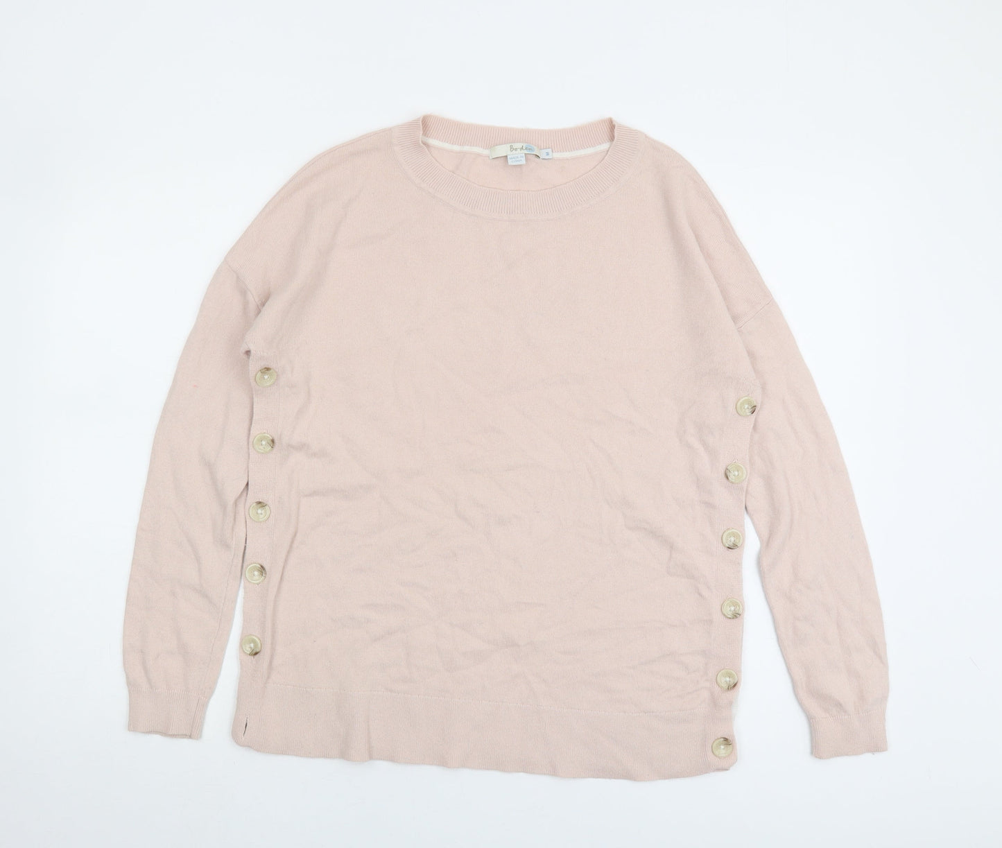 Boden Pink Women's Medium Button Accent Jumper