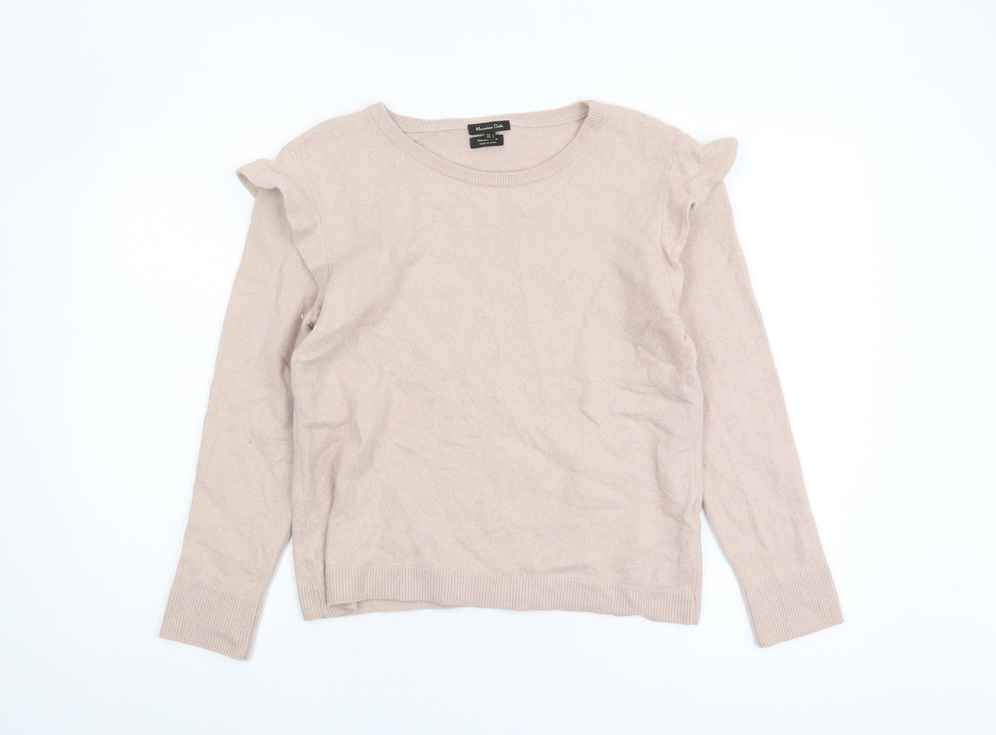 Massimo Dutti Women's Beige Pullover Jumper, Size L