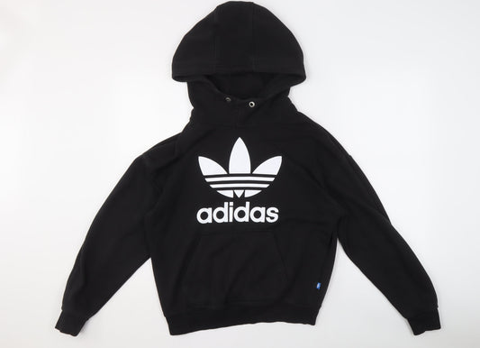 Additional front view of Adidas Men's Black XS Pullover Hoodie with Logo