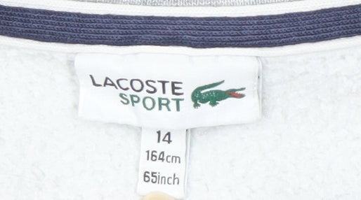 Lacoste Boys Grey Pullover Sweatshirt - Size 14, Logo, Crew Neck