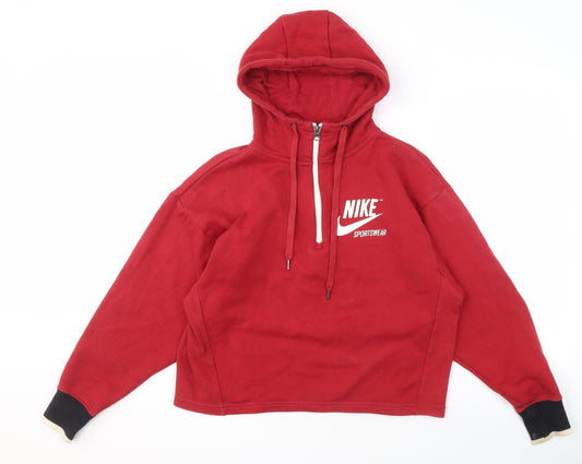 Unisex Adults UK XS Regular Nike Red Pullover Hoodie
