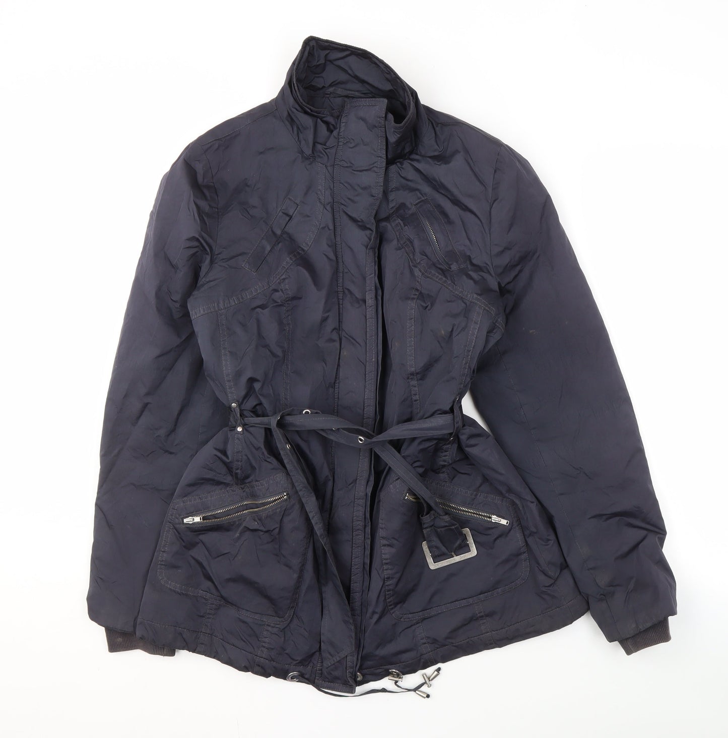 Paul Costelloe Blue Women's Belted Jacket Size 14