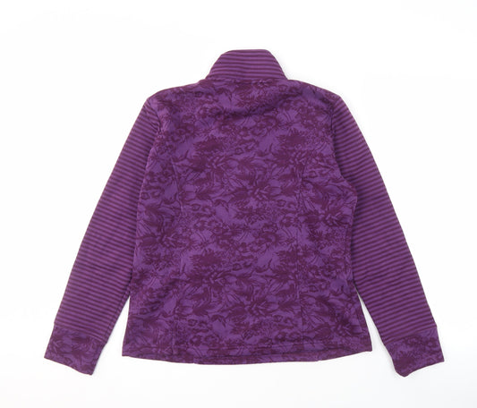 Marks and Spencer Women's Purple Floral Henley Sweatshirt, M
