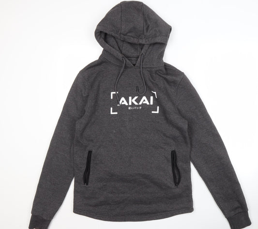 Additional front view of AKAI Men's Grey Hoodie, size S, Pullover, Logo Design