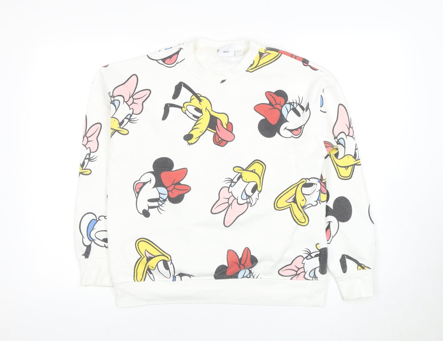 Disney Women's White Cartoon Pullover Sweatshirt XS