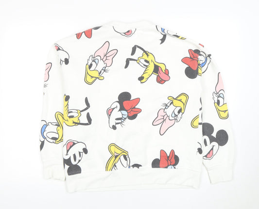 Disney Women's White Cartoon Pullover Sweatshirt XS