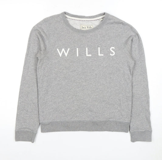 Womens UK 8 Regular Jack Wills Grey Pullover Sweatshirt