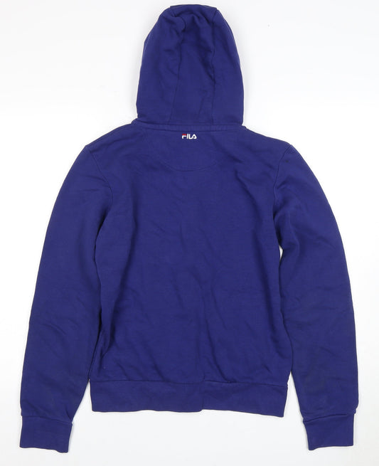 FILA Women's Blue Full Zip Hoodie - L, Logo, Casual