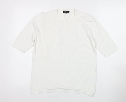 Jaeger Women's White 3/4 Sleeve Top L