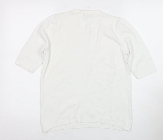 Jaeger Women's White 3/4 Sleeve Top L