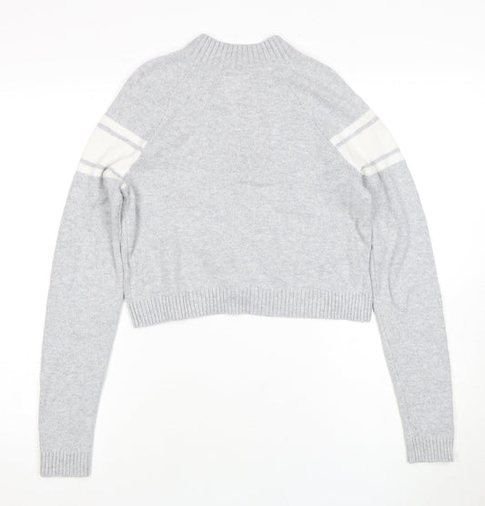 Hollister Women's Grey XS Mock Neck Full Zip Jumper