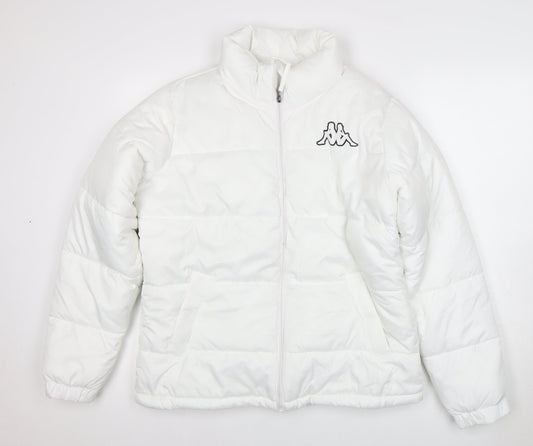 Kappa Unisex White Puffer Jacket L Full Zip Winter